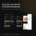 Executive Net Worth and Wealth Dashboard Excel workbook with net worth, ISA and pension tracking